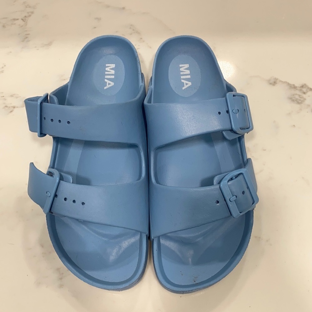 Double band slides blue size 9 Mia brand worn once - Picture 2 of 3